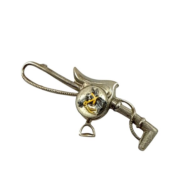 Vintage Reverse Painted Glass Cowboy Hat Pin Western Lapel Brooch - Picture 6 of 10